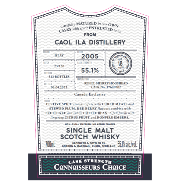 Gordon & MacPhail Connoisseurs Choice Caol Ila 2005 18 Year Old 55.1% ABV 700ml